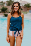 Tie Front Blouson Tankini