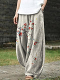 Women's Floral Art Pocket Loose Casual Pants