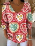 Women's Flowers Pattern Casual Print Pullover Sweater