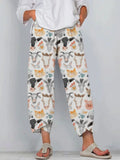 Farm Animal Family Watercolor Women's Linen Pants