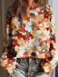 Women's Vintage Floral Pattern Art Print Casual Pullover Sweater