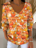 Women's Lovely Pumpkin Pattern Art Print Casual Pullover Sweater