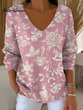 Women's Christmas Pattern Art Print Casual Pullover Sweater