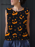 Women's Halloween Smiley Print Casual Summer Knitting Top