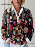 Halloween Heart Print Buttoned Cardigan Sweater