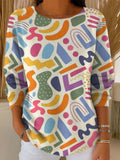 Women's Colorful Irregular Pattern Casual Pullover Sweater