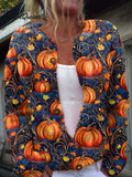Vintage  Pumpkin Art Print Buttoned Cardigan Sweater