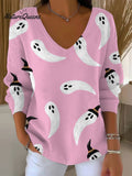 Women's Vintage  Ghost  Witch Art Print Casual Pullover Sweater