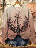 Vintage Halloween Witch Art Print Casual Sweatshirt