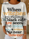 When Witches Vintage Halloween  Art Print Casual Pullover Sweater