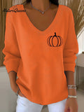 Women's Retro Autumn Pumpkin Print Sweater