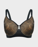 Leaf Pattern Lace Full Coverage Unlined Push Up Bra