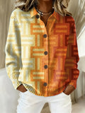 Women's Vintage Gradient Geometry Art Print Casual Sweater