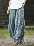 Women's Japanese Art Blossom Pocket Loose Casual Pants