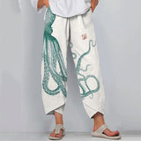 Japanese Art Octopus Print Loose Casual Pants