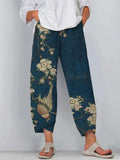 Vintage Floral Print Casual Pants