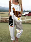 Women's Funny Chick Art Print Casual Wide Leg Jumpsuit