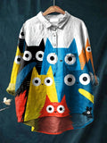 Women's Cat  Art Print Casual Cotton And Linen Shirt