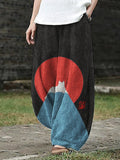 White Cat Snow on Mount Fuji Wide Leg Pants