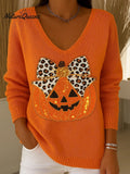 Women's Halloween Boo Art Print Casual Knit Top