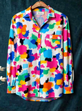 Women's Color Block Casual Cotton And Linen Shirt