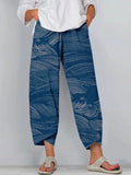 The Water Pattern Linen Blend Cropped Casual Pants