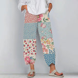 Vintage Floral Printed Pocket Casual Pants