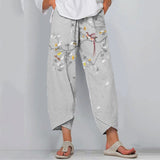 Flower And Bird Printed Loose Casual Pants