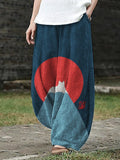 White Cat Snow on Mount Fuji Wide Leg Pants