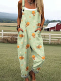 Women's Funny Bee Art Print Casual Wide Leg Jumpsuit