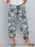 Daisy Bee Print Loose Casual Pants
