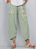 Japanese Art Flower Print Loose Casual Pants