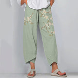 Japanese Art Flower Print Loose Casual Pants