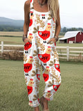 Women's Funny Chick Art Print Casual Wide Leg Jumpsuit