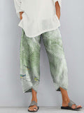Vintage Floral Art Printed Pocket Casual Pants