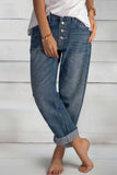 Solid Color Casual Buttons with Pockets Jeans