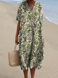 Vintage Style Jungle Pattern Printed Women's Flowy Dress