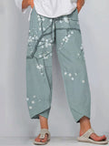 Vintage Floral Print Loose Casual Pants