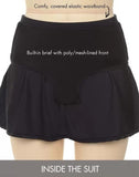 Red Loop Strap Blouson Tankini With A-Line Swim Skirt
