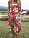 Women's Funny Chick Art Print Casual Wide Leg Jumpsuit