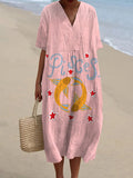 Women's Vintage Pisces Print Flowy Dress