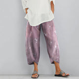 Vintage Floral Blended Cotton Loose Casual Pants