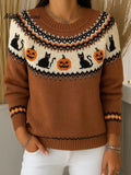 Women's Retro Pumpkin Print Cardigan