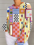 Women's Vintage Abstract Geometry Art Print Casual Pullover Sweater
