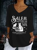 Women's Halloween 1692 Salem Print Casual Half Sleeve Top