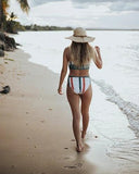 Bison Stripe Point Break Crop Bikini Set