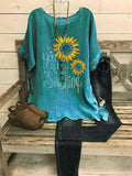 FLORAL SHORT SLEEVE SHIFT CREW NECK T-SHIRTS