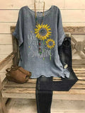 FLORAL SHORT SLEEVE SHIFT CREW NECK T-SHIRTS