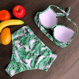 Leaf Print High Waist Bikini